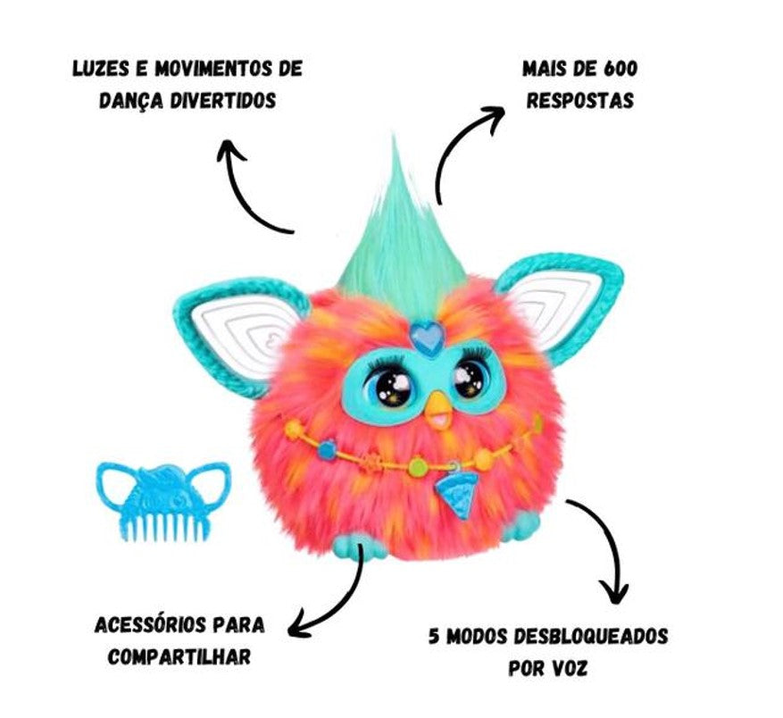 Pelúcia Interativa Furby Coral Com Acessórios - Hasbro