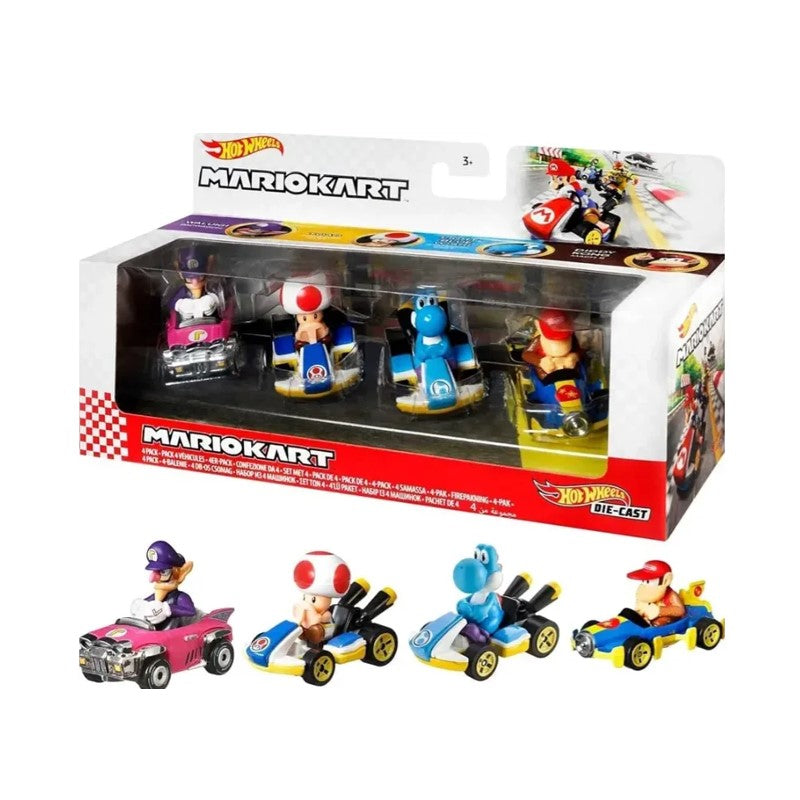 Kit 4 Carrinhos Hot Wheels Mario Kart - Mattel