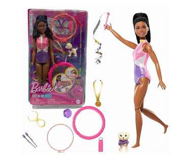 Boneca Barbie Negra Ginasta Com Pet - Mattel HVM10