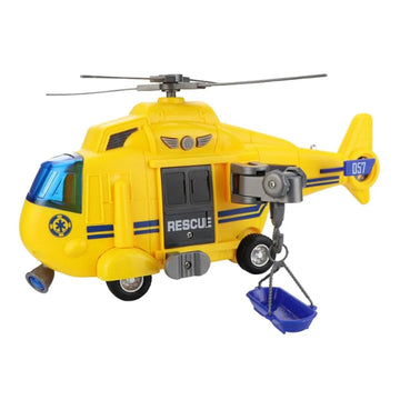 Helicóptero de Resgate Amarelo com  Fricção Som e Luz 1:16 - Brink Center