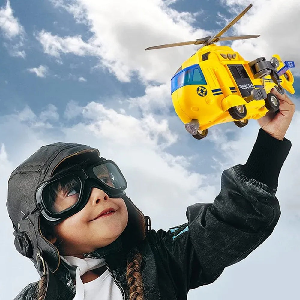 Helicóptero de Resgate Amarelo com  Fricção Som e Luz 1:16 - Brink Center