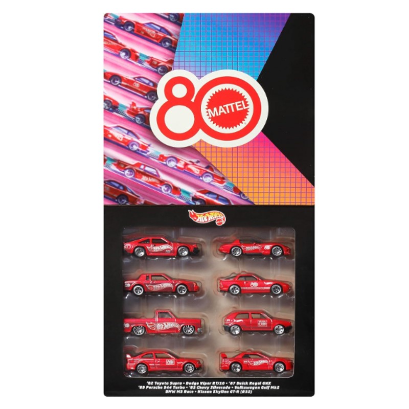 Hot Wheels Pack com 8 Carrinhos Aniversario 80 anos - Mattel