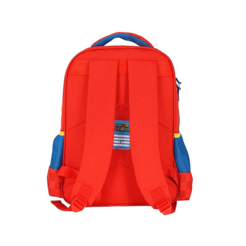 Kit Escolar Super Mario Vermelho e Azul Mochila de Costas + Estojo Box