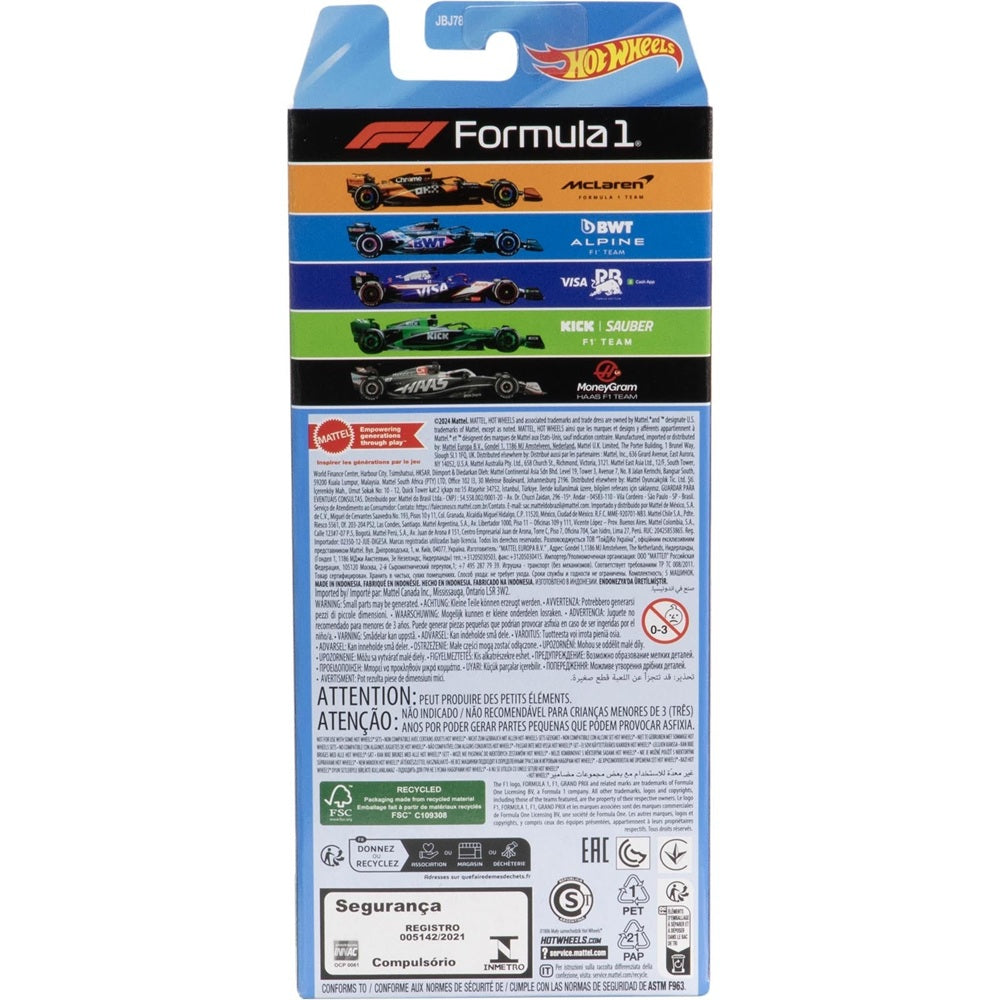 Pack 5 Hot Wheels Formula 1 JBJ78 - Mattel