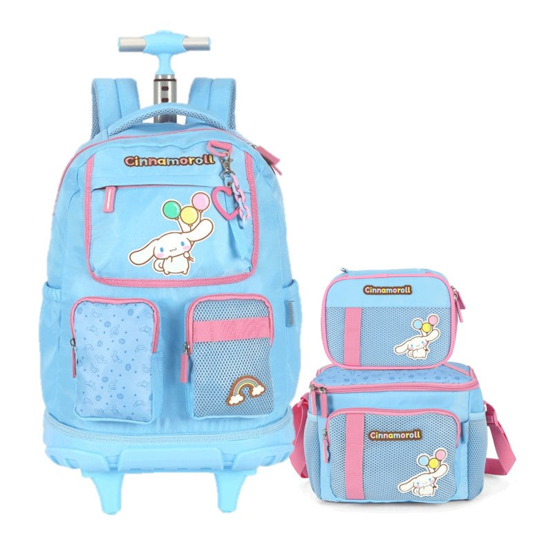 Kit Escolar Cinnamoroll com Mochila de Carrinho, Lancheira e Estojo – Luxcel