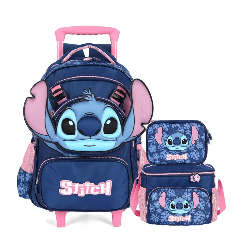 Kit Escolar Stitch com Mochila de Rodinhas, Lancheira e Estojo - Luxcel