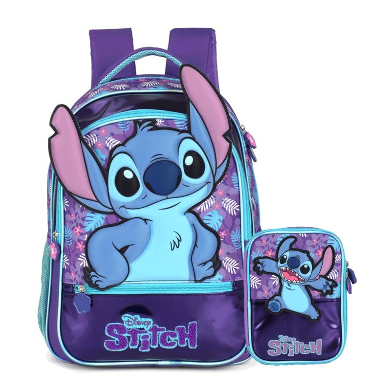 Kit Mochila de Costas e Estojo Stitch Disney - Luxcel