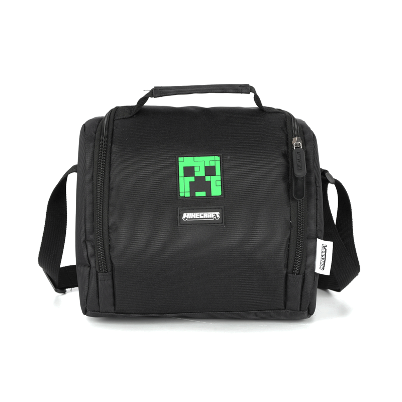 Kit Mochila Escolar de Rodinhas Minecraft Creeper Preto com Lancheira e Estojo - Luxcel