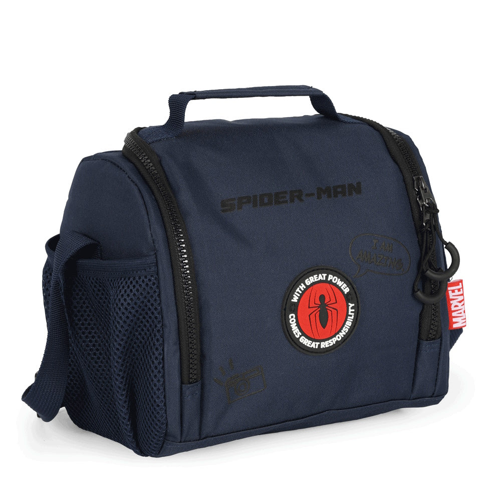 Kit Escolar Homem-Aranha Azul Marinho Mochila de Rodinhas + Lancheira Térmica + Estojo - Luxcel