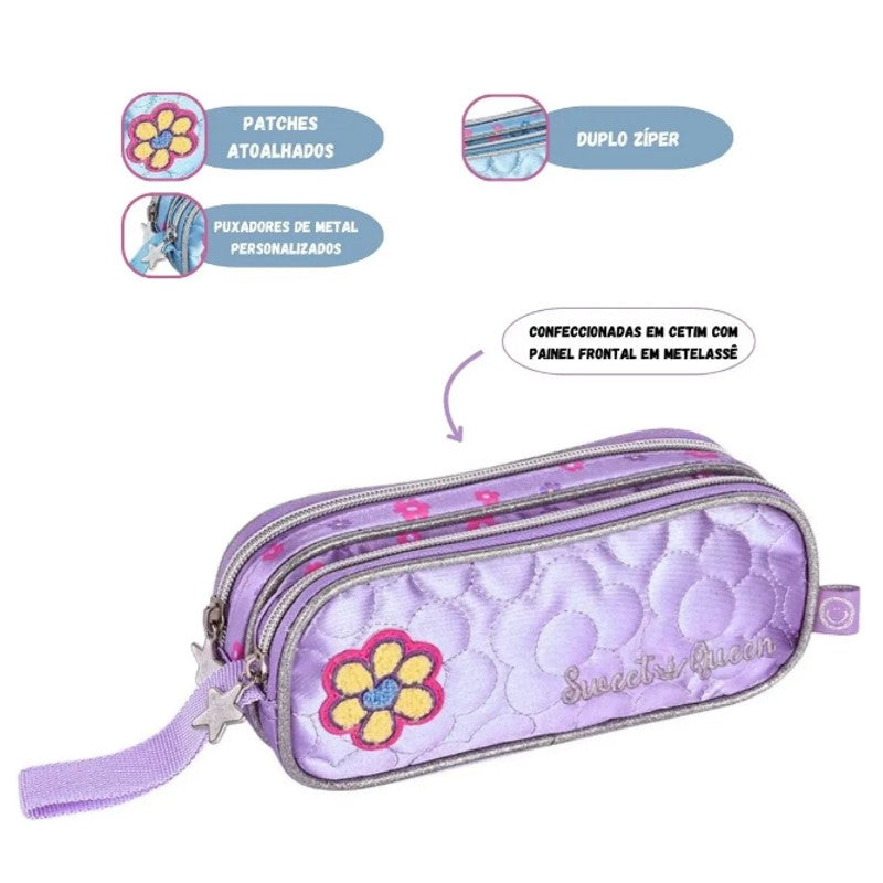 Estojo Duplo Escolar Sweet Queen - Clio
