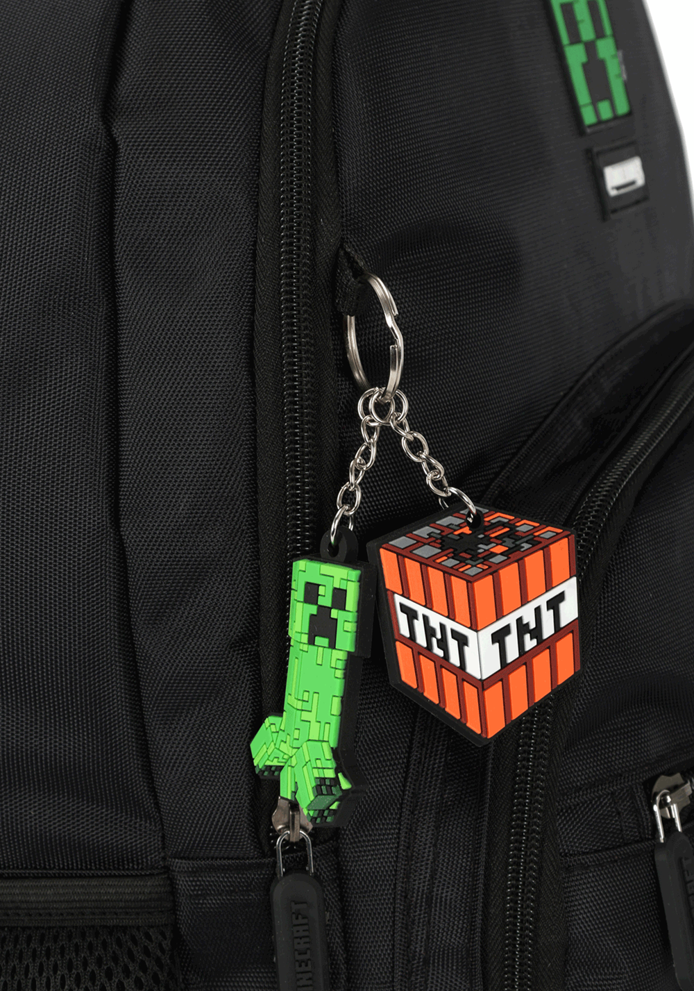 Kit Mochila Escolar de Rodinhas Minecraft Creeper Preto com Lancheira e Estojo - Luxcel