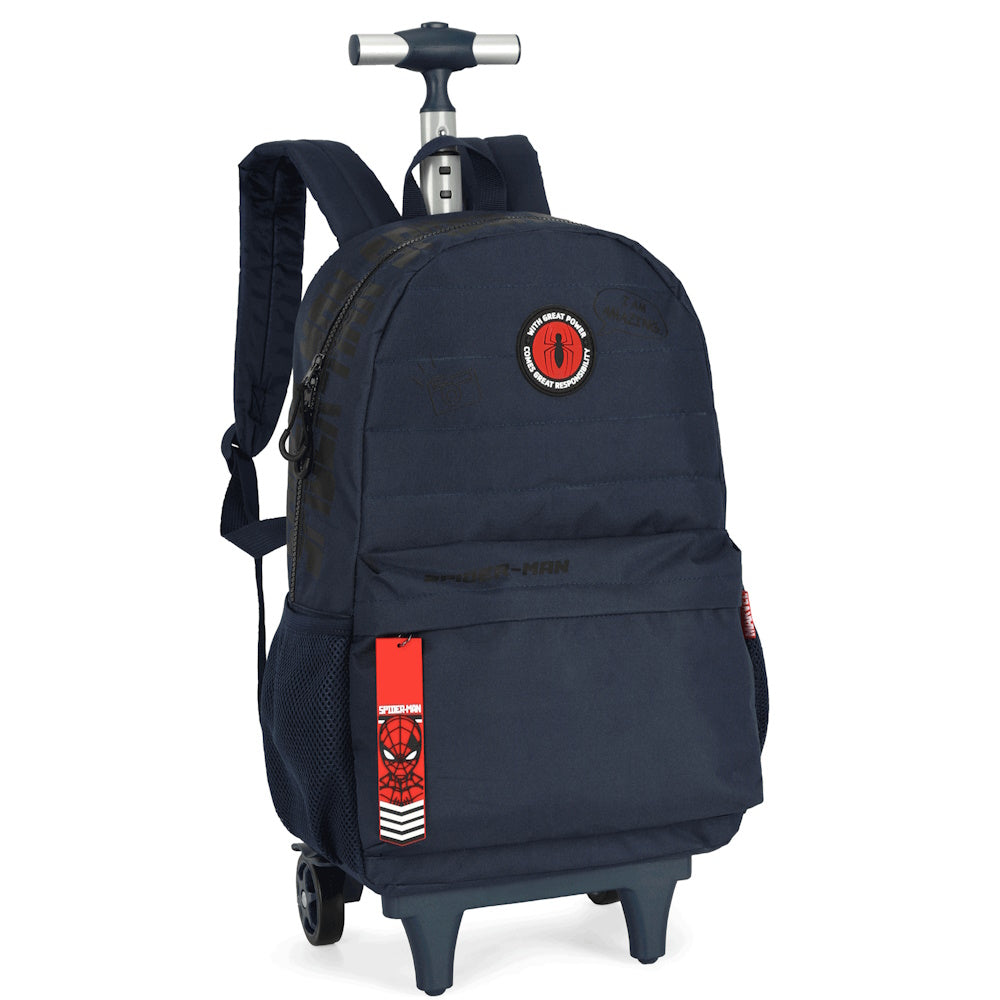 Kit Escolar Homem-Aranha Azul Marinho Mochila de Rodinhas + Lancheira Térmica + Estojo - Luxcel