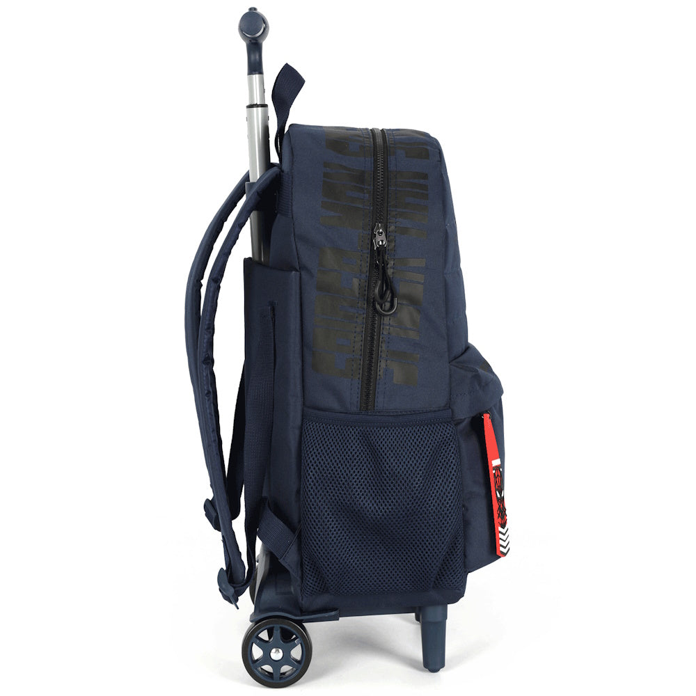 Kit Escolar Homem-Aranha Azul Marinho Mochila de Rodinhas + Lancheira Térmica + Estojo - Luxcel