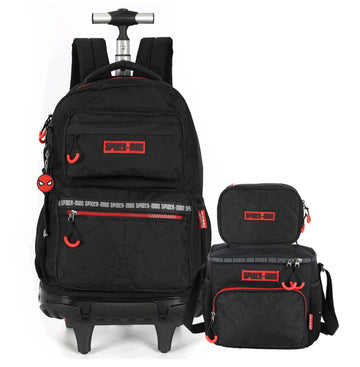 Kit Escolar Spider-Man Mochila de Rodinhas, Lancheira e Estojo Black & Red - Luxcel