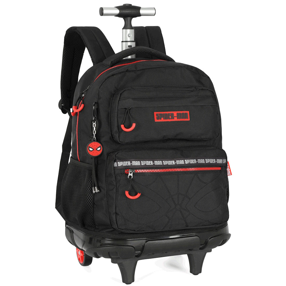 Kit Escolar Spider-Man Mochila de Rodinhas, Lancheira e Estojo Black & Red - Luxcel