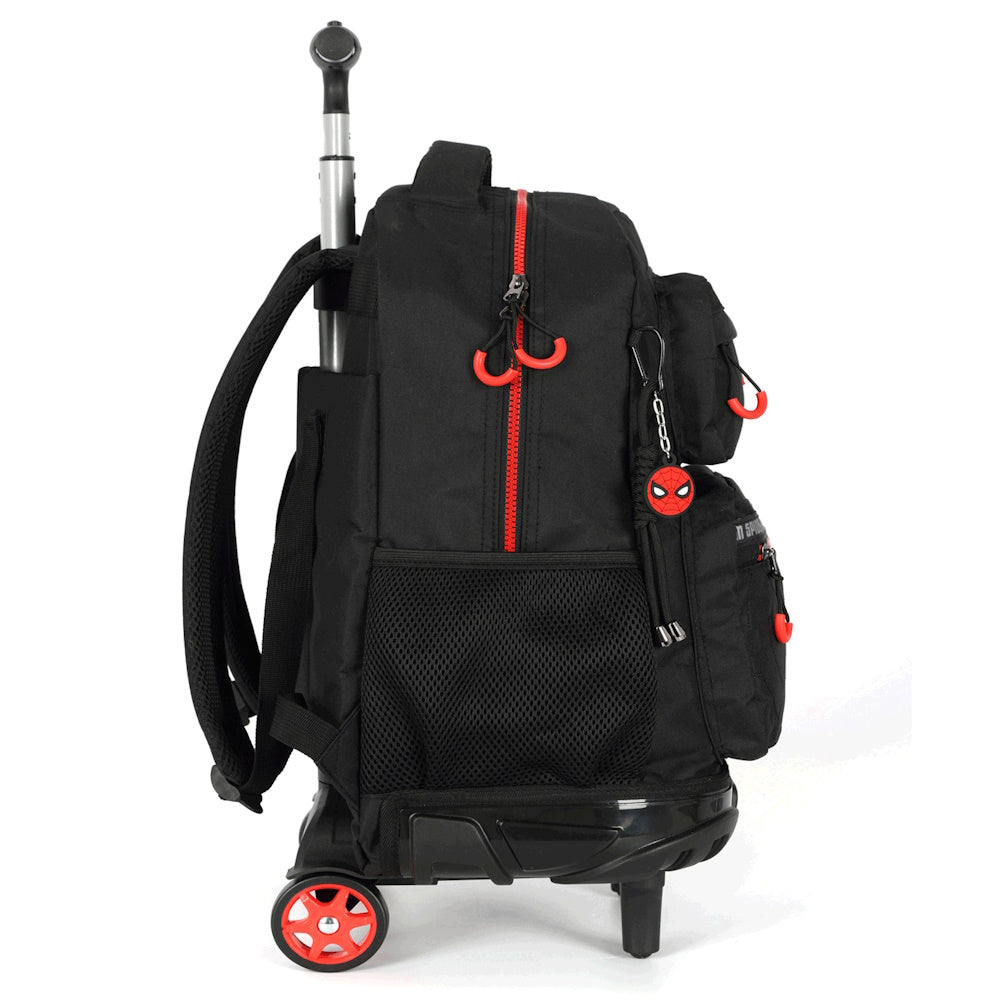 Kit Escolar Spider-Man Mochila de Rodinhas, Lancheira e Estojo Black & Red - Luxcel