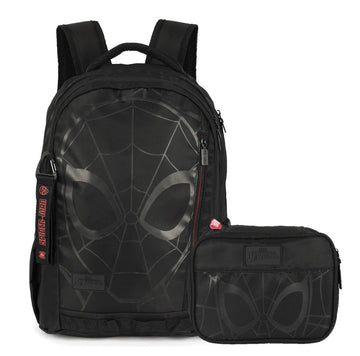 Kit Escolar Spider-Man Mochila De Costas + Estojo Black Edition