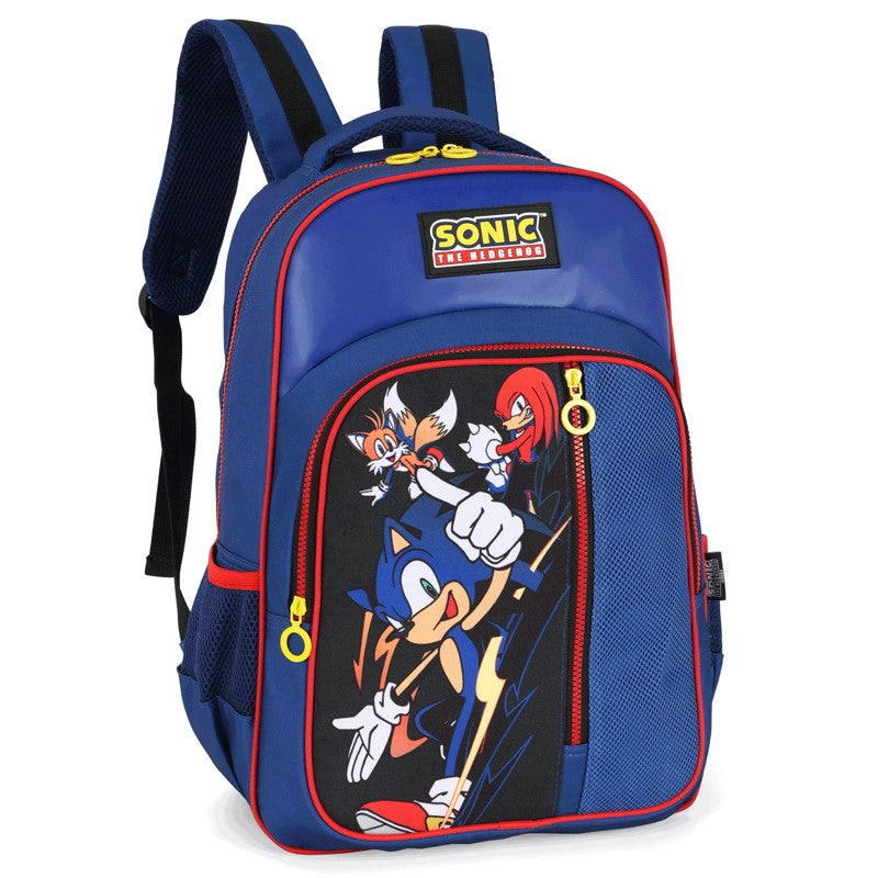 Kit Mochila de Costas + Estojo Sonic the Hedgehog Sonic, Tails e Knuckles - Luxcel