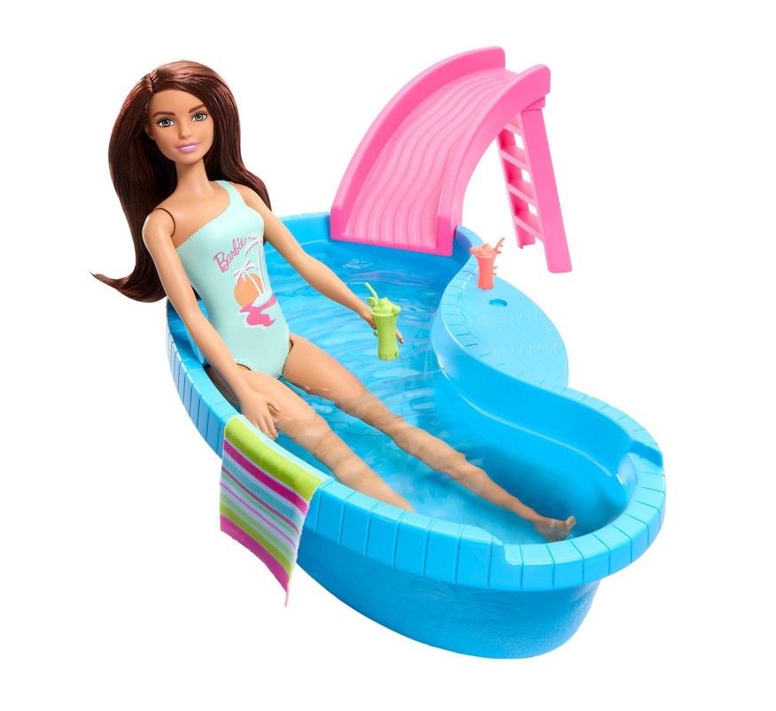 Barbie Piscina com Boneca Maiô Verde - Mattel