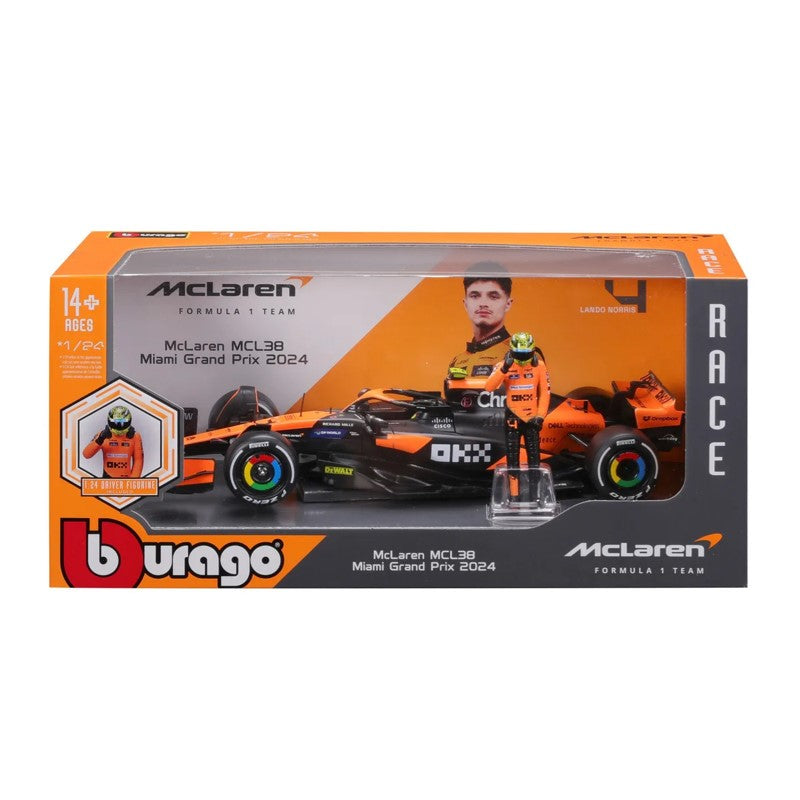 Miniatura Fórmula 1 com boneco Norris McLaren MCL38 - CALIFORNIA TOY