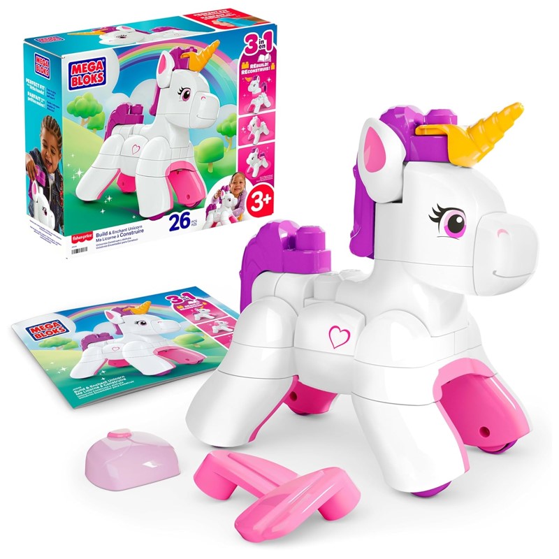 Megabloks 3 em 1 Unicórnio Monta e Brilha - Mattel