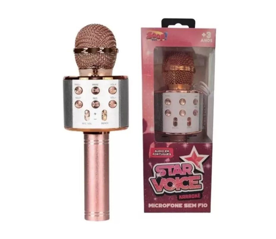 Microfone Infantil Star Voice Bluetooth Rosê - Zoop Toys (Lista de Presentes)