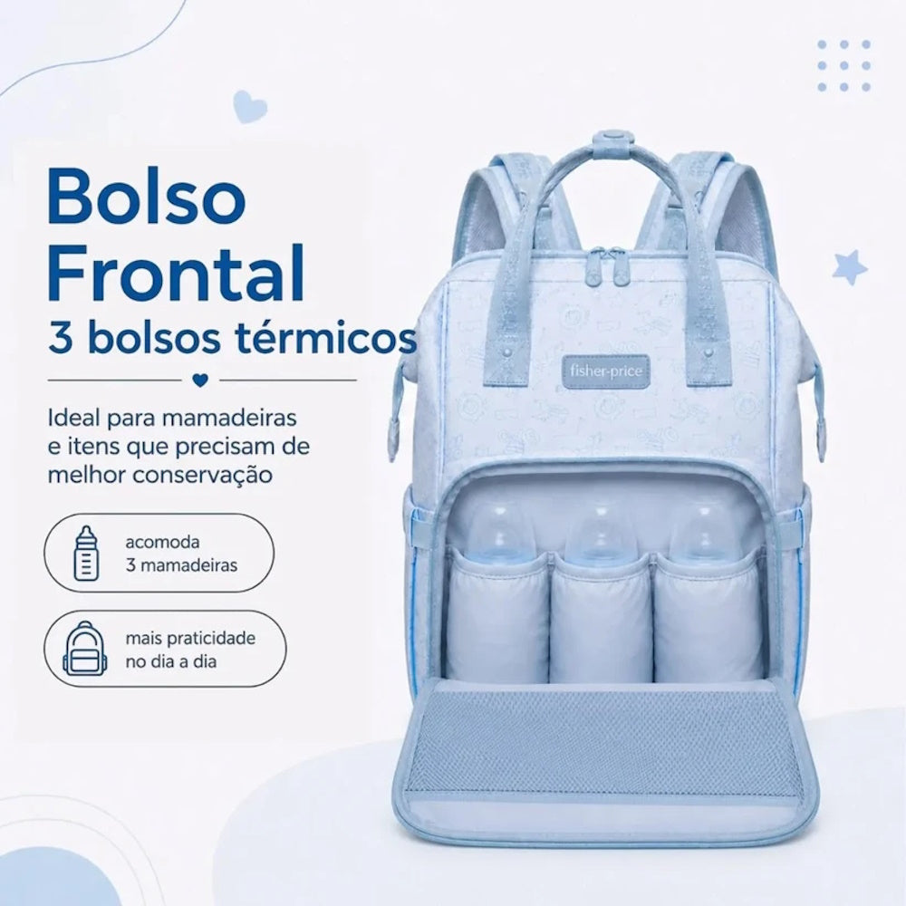 Mochila Maternidade Dozy Boys Fisher Price Azul - Pacific