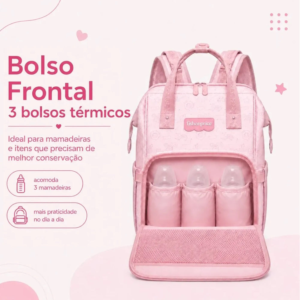 Mochila Maternidade Dozy Girls Rosa Fisher Price - Pacific