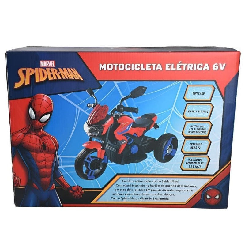 Motocicleta Elétrica Infantil Homem-Aranha c/ Som e Led 6V - Brink Center