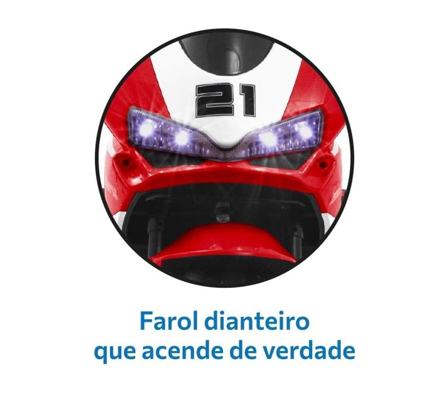 Veículo Elétrico Moto Speed GT Vermelha 12V - Bandeirante