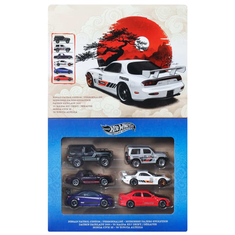 Conjunto 6 carrinhos Hot Wheels Silver Series Japan Cars 1:64 - Mattel