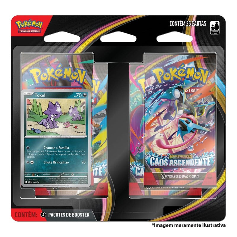 Pokémon TCG Mega Evolução Caos Ascendente 4 Pack Booster PT - Copag