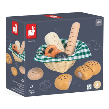 Cesta de Pães em Madeira 6 Acessórios - Janod