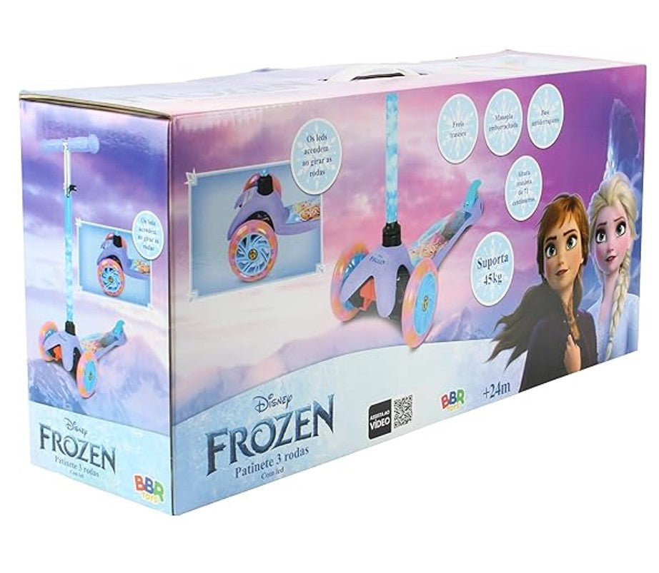 Patinete Infantil 3 Rodas Ajustavel com Led Disney Frozen