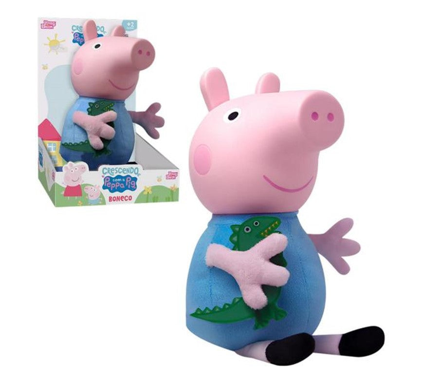 Pelúcia Boneco George Pig Com Dinossauro - NovaBrink