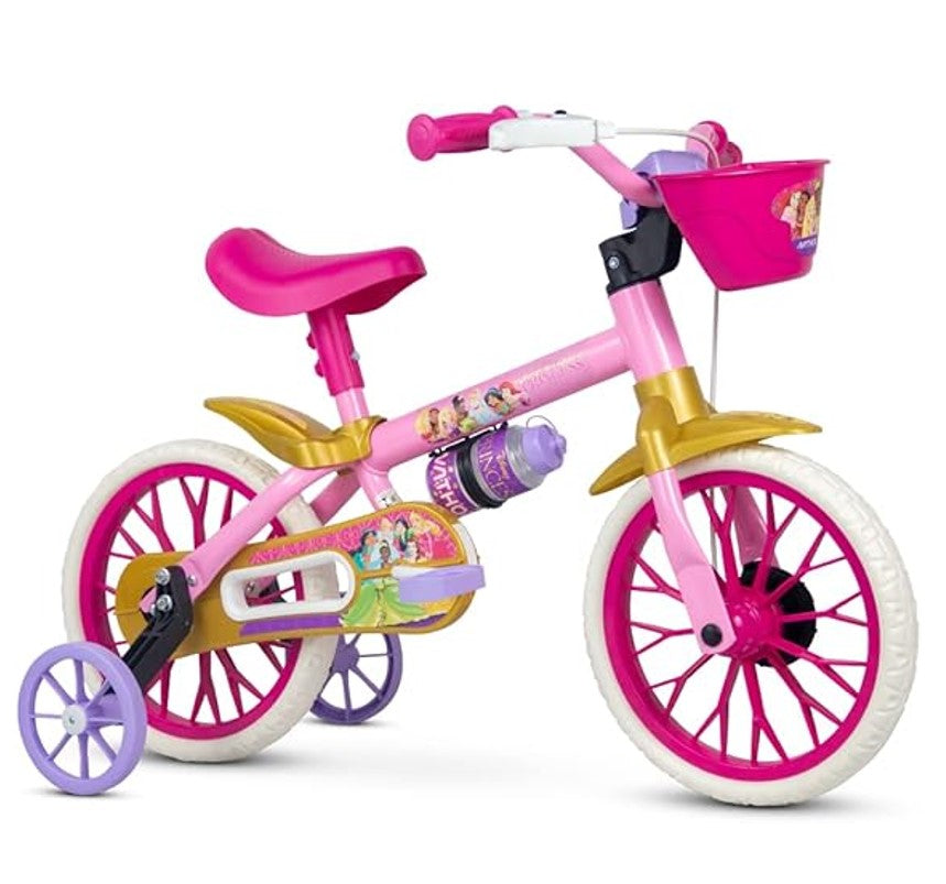 Bicicleta Aro 12 Com Rodinhas Princesas Disney - Nathor