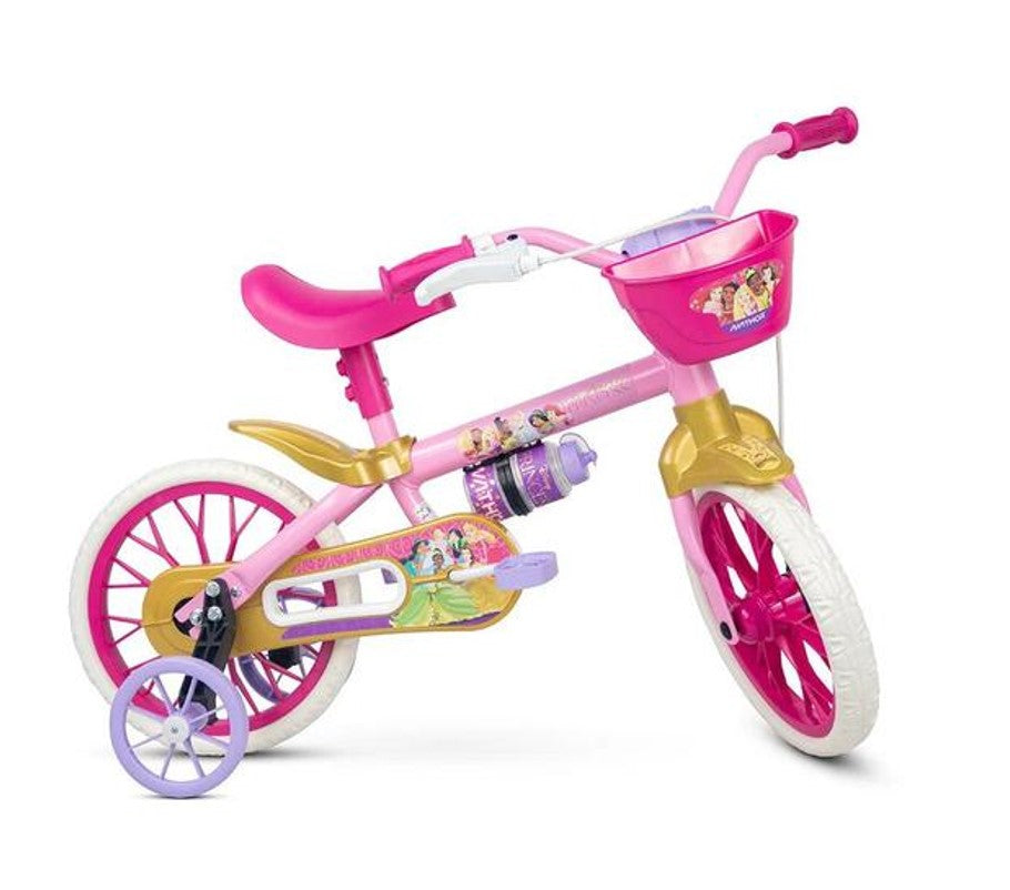 Bicicleta Aro 12 Com Rodinhas Princesas Disney - Nathor