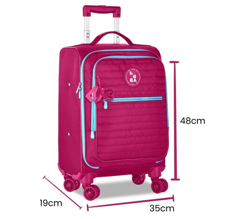 Kit Mala Escolar Luluca Rodinhas 360 Lancheira e Estojo