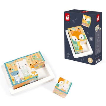 Quebra-Cabeça Cubos De Madeira Animais 7 Pecas - Janod