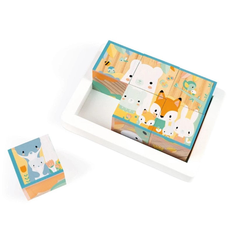 Quebra-Cabeça Cubos De Madeira Animais 7 Pecas - Janod