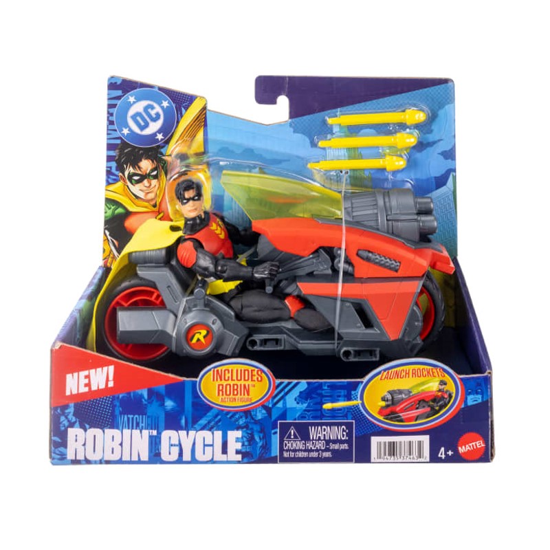 Boneco Robin Com Moto Robin-Cycle DC Comics - Mattel