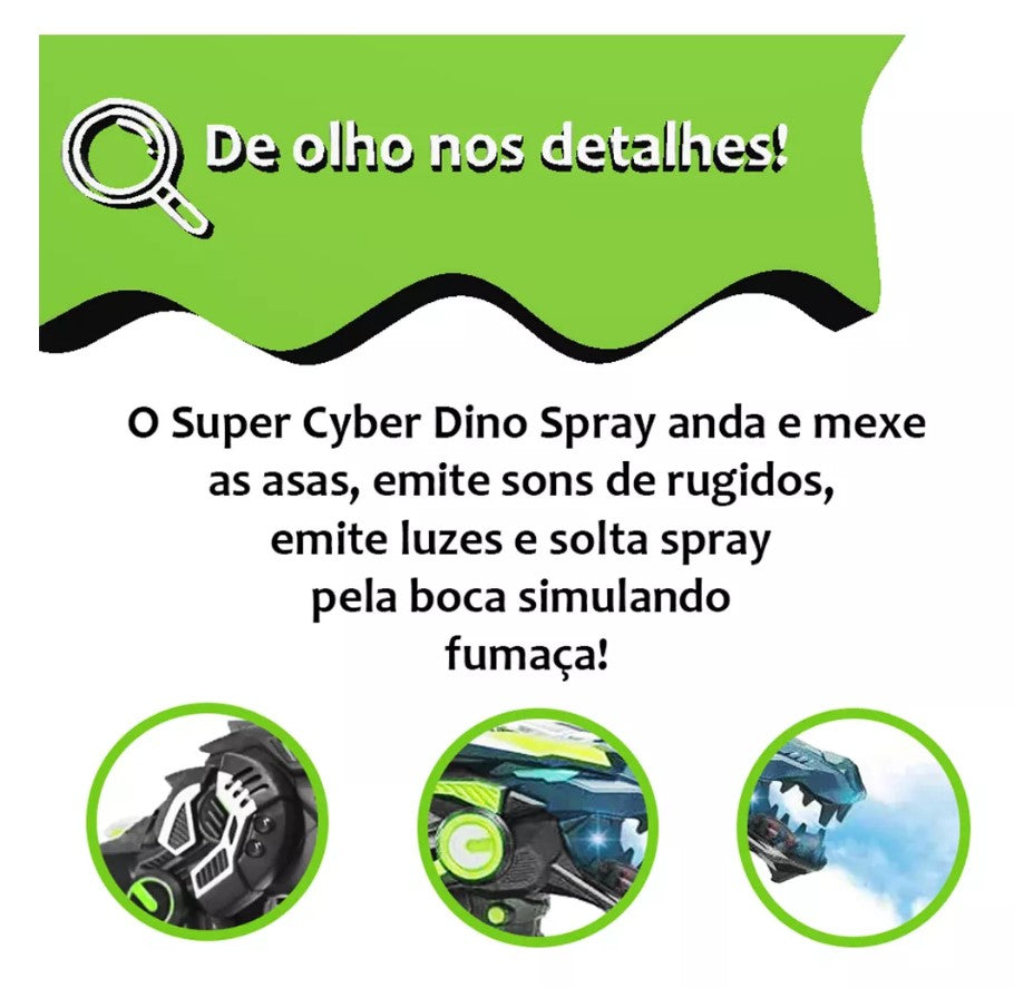 Super Robô Dinossauro Cinza Spray C/ Luz e Som E Solta Fumaça - Zoop Toys