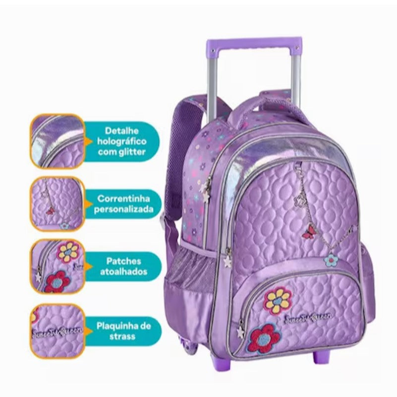 Mochila de Rodinhas Princesas Sweet Queen - Clio