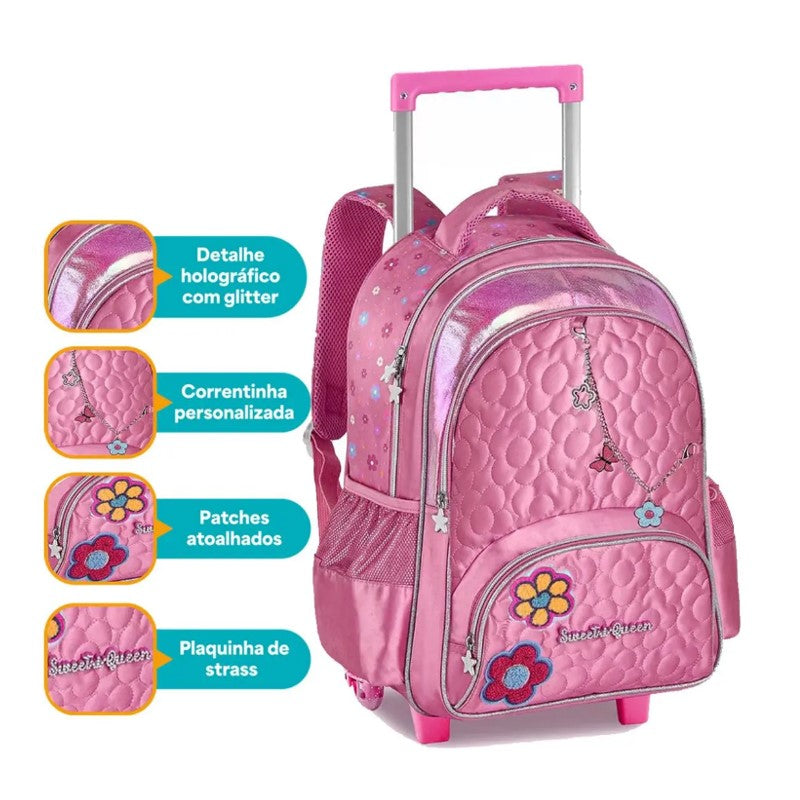 Mochila de Rodinhas Princesas Sweet Queen - Clio