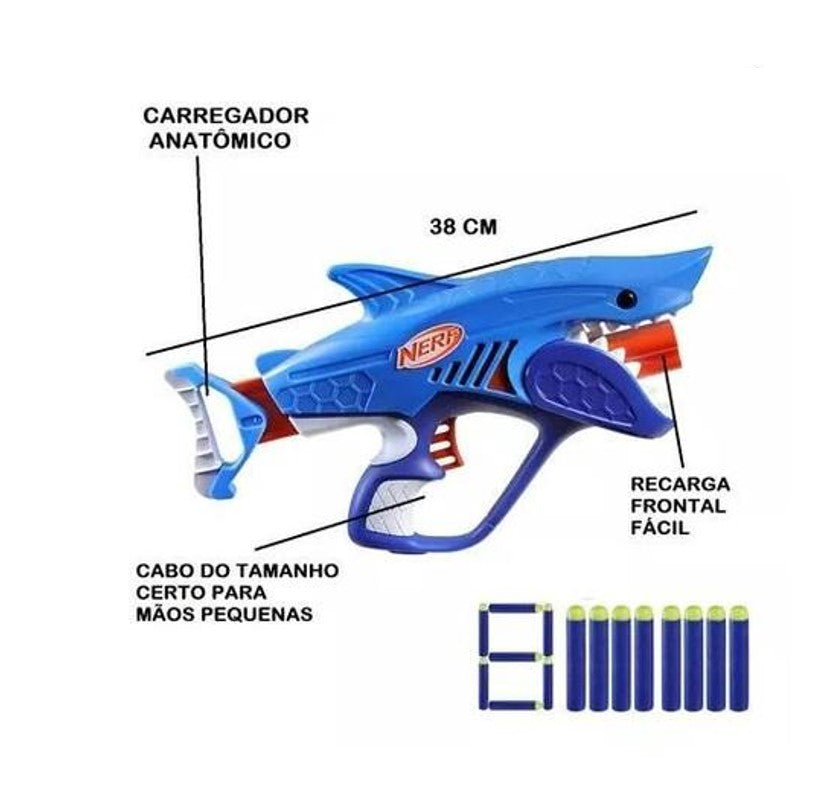 Lançador Nerf Wild Sharkfire Design Tubarão- Hasbro F8645