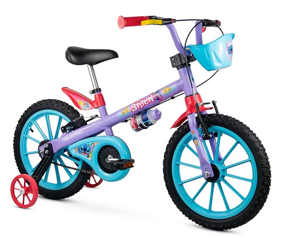 Bicicleta Infantil Aro 16 Com Rodinhas Stitch - Nathor