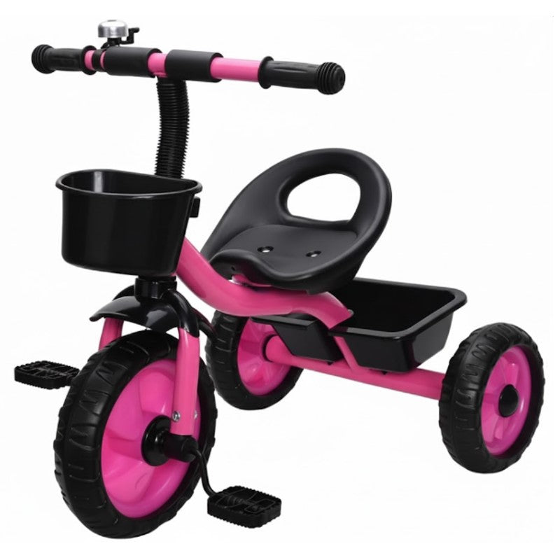 Triciclo Infantil Rosa com Cestinha e Buzina - Shiny