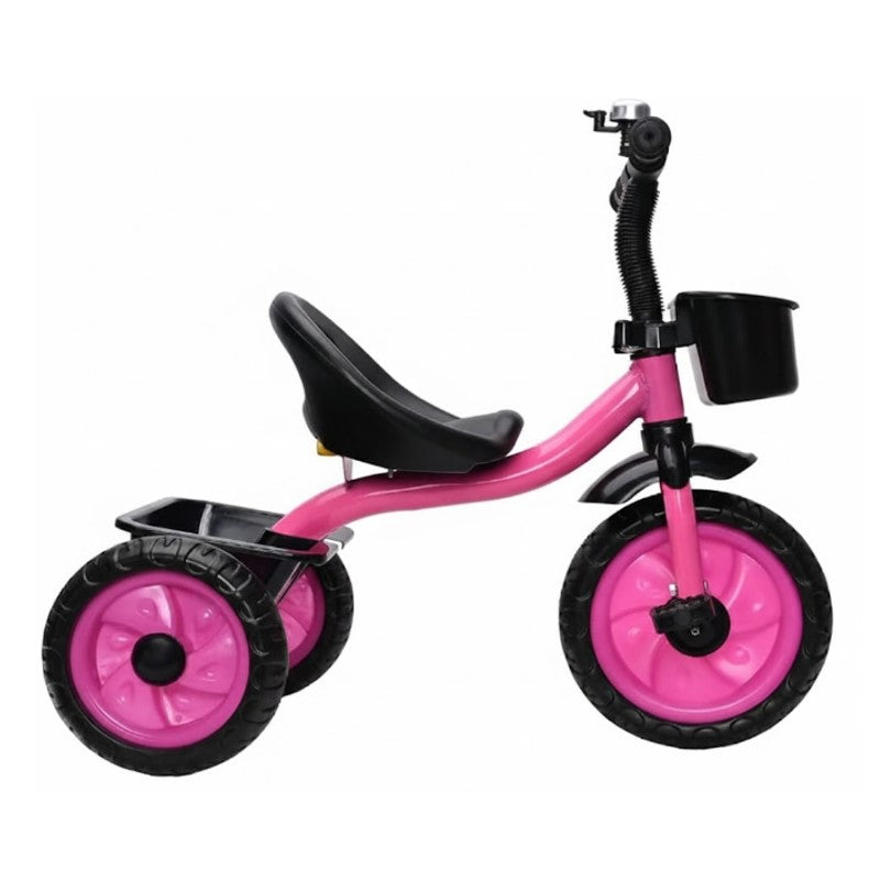 Triciclo Infantil Rosa com Cestinha e Buzina - Shiny
