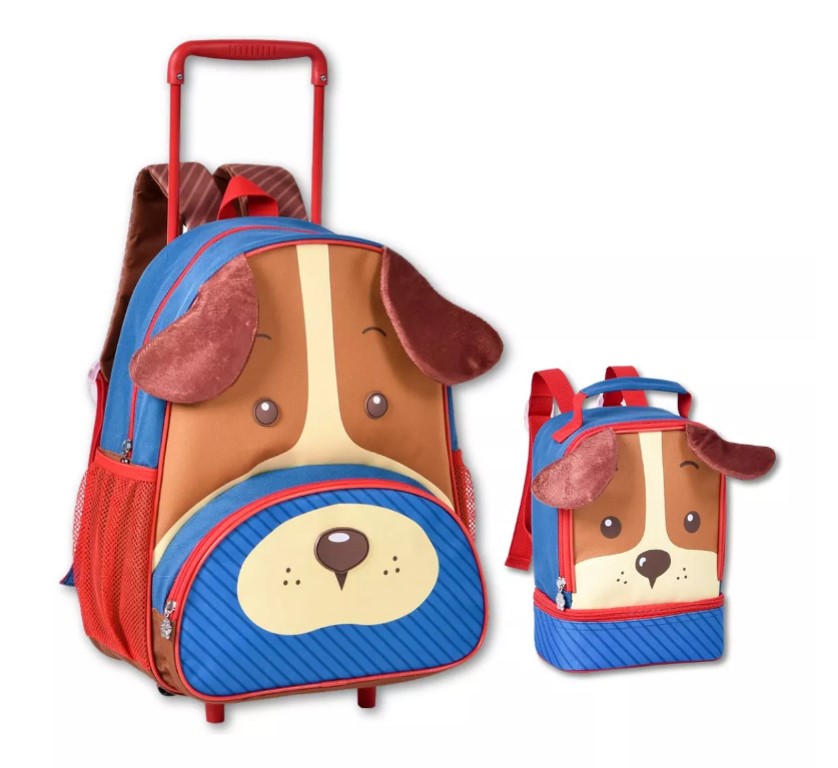 Kit Mochila De Rodinha + Lancheira Infantil Clio Pets Escolar Cachorro