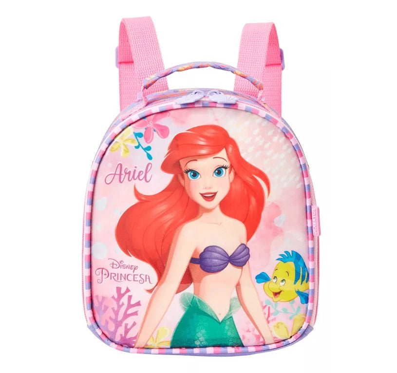 Kit Mochila Com Rodas Escolar 16 Princesa Disney Ariel Rosa